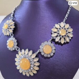 Lia Sophia CHRISTINA'S JOY Rhinestone Sunflower Floral Statement Necklace